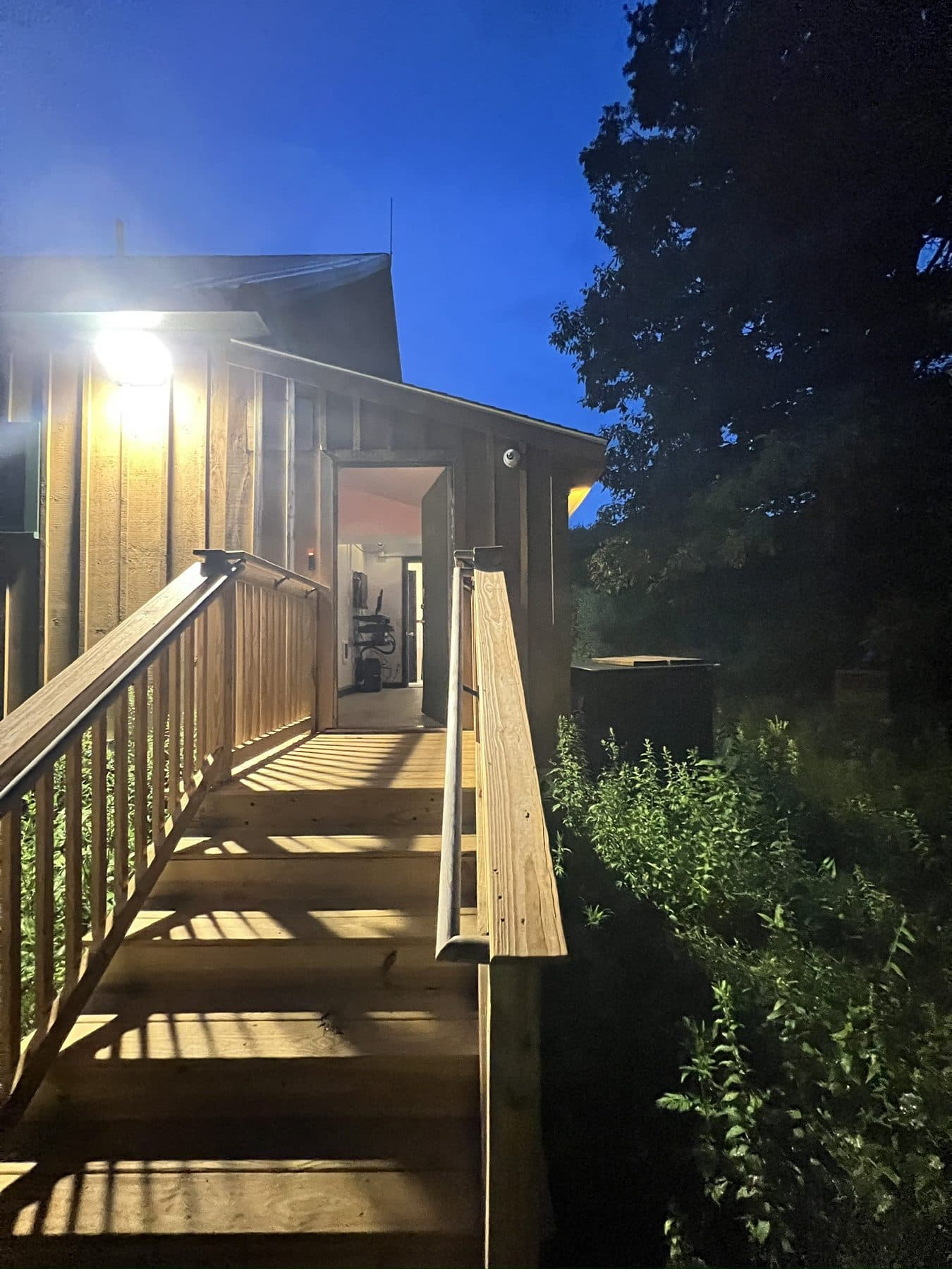 Late July, lights on.